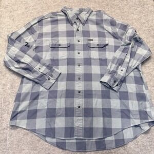 Brooks Brothers Shirt Mens 2XL Blue Plaid Button Front Cotton